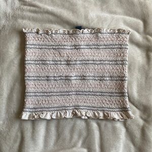 Stretchy cinched tube top.